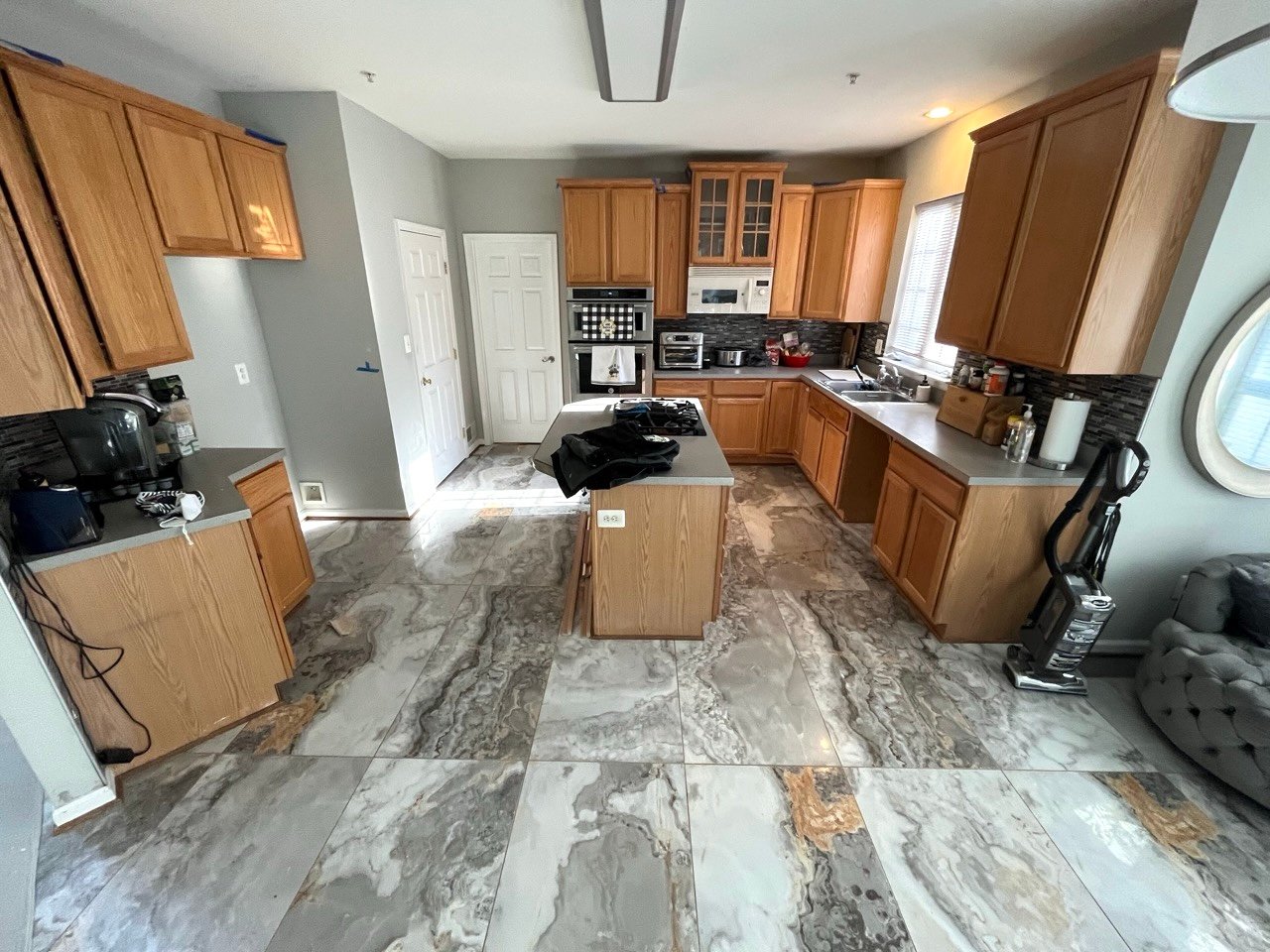 New luxury flooring installed in kitchen area