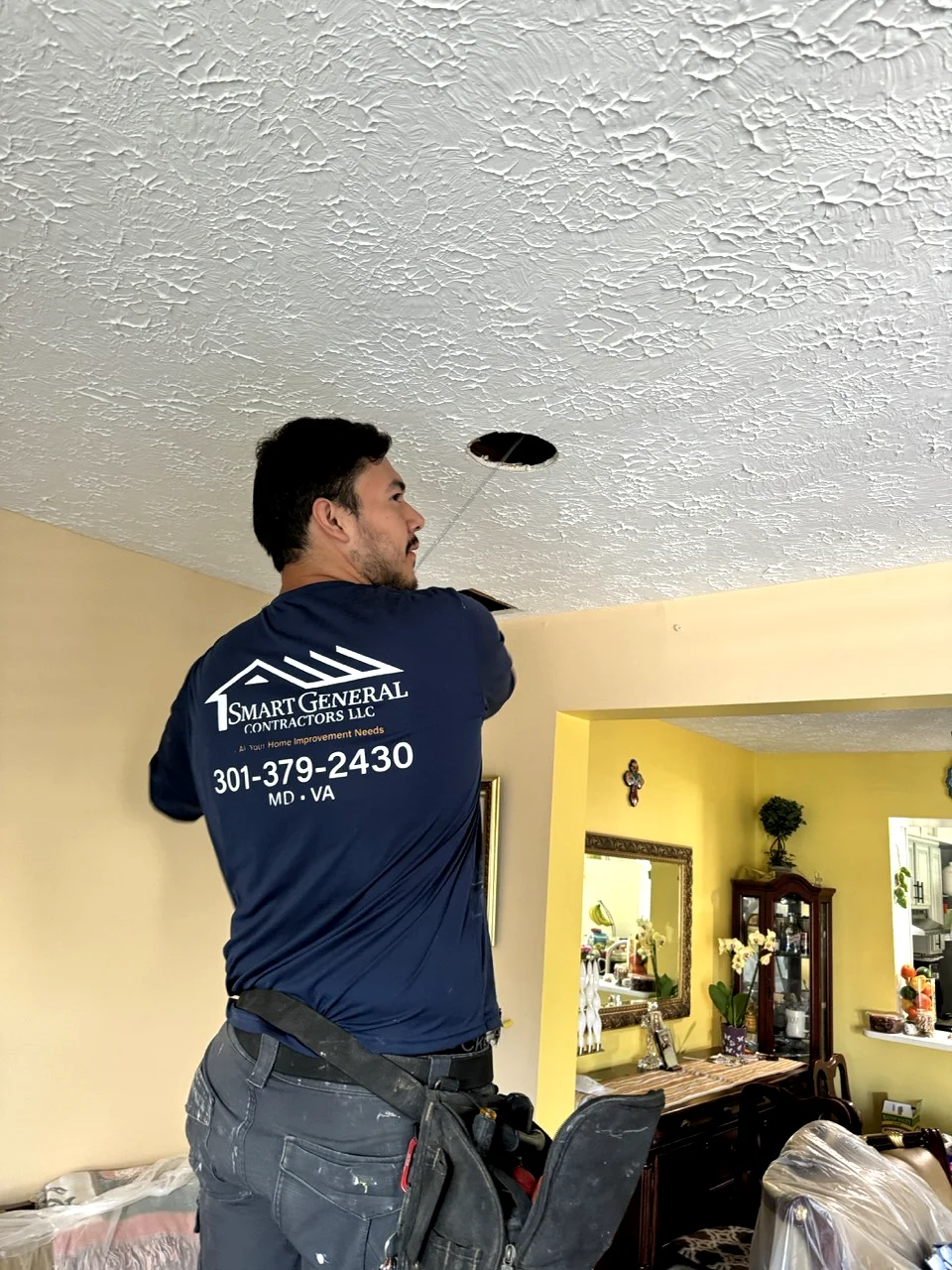 Recessed lighting installation in a Maryland home